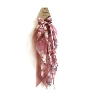 Scarf scrunchies with floral and pink print